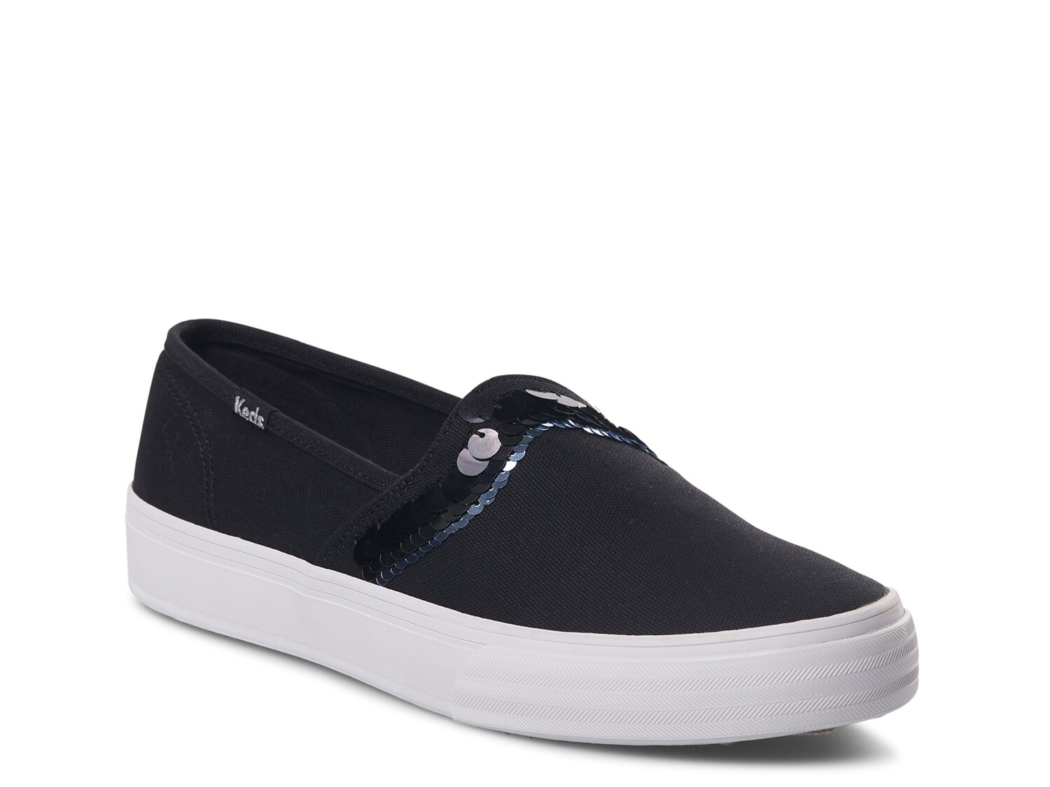 Кроссовки-слипоны женские Keds Double Decker Wave Paillette, черный