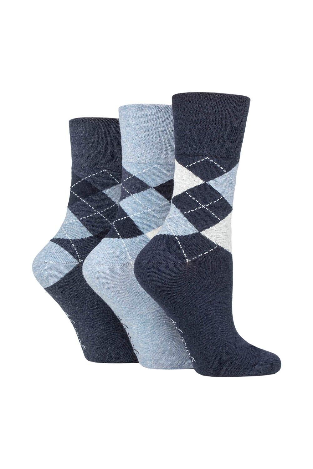 

3 пары хлопковых носков с узором Argyle SOCKSHOP Gentle Grip, синий