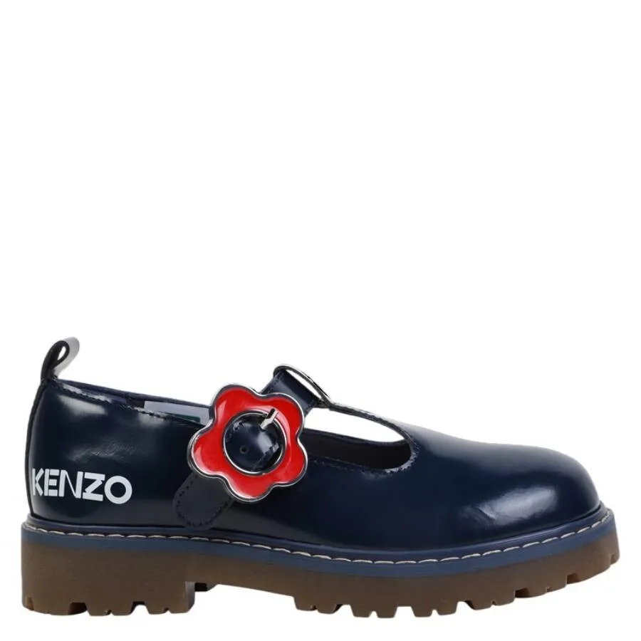 Детские кожаные туфли Mary-Janes с пряжкой Kenzo, темно-синий