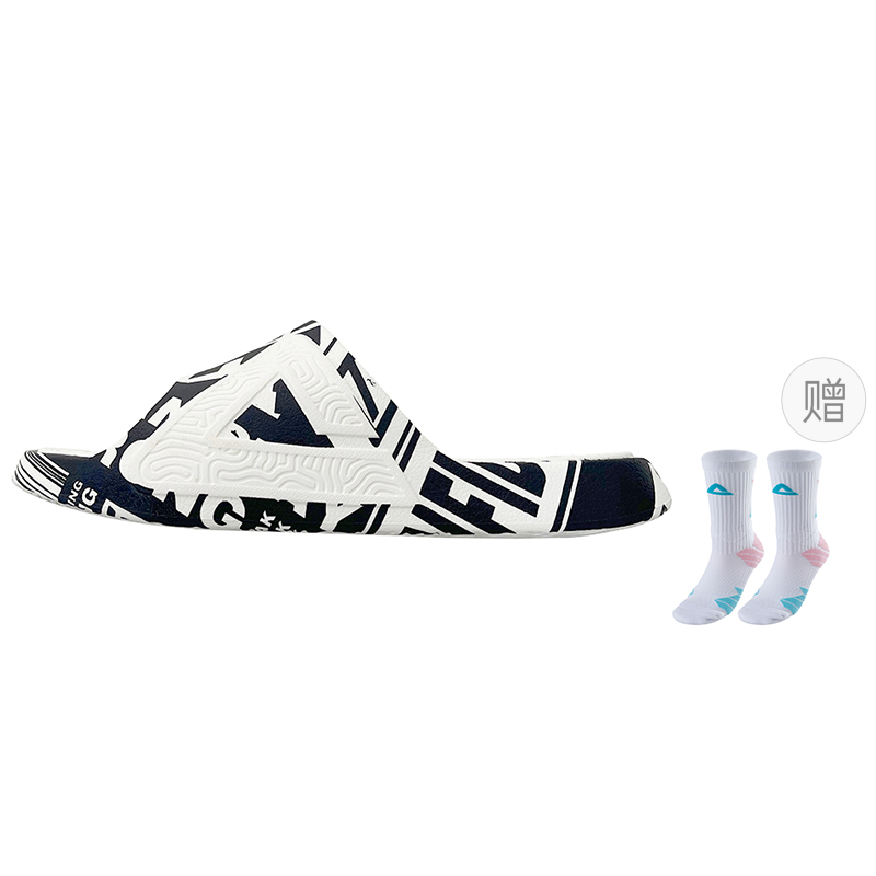 

PEAK Statistic Sandals, нескользящие, износостойкие, массажные тапочки-слайды, мужские, черные/полностью белые