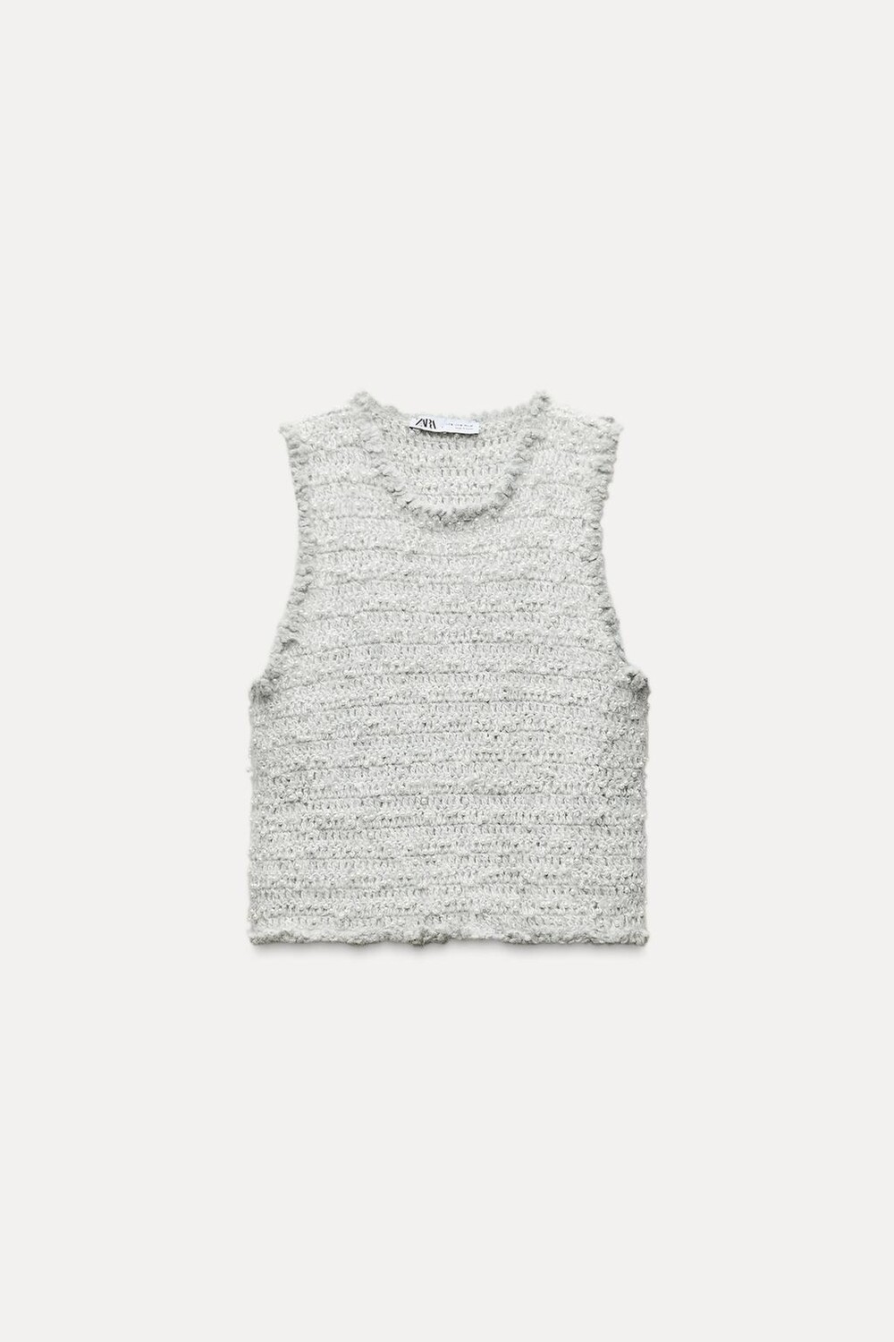 

Топ с шипучками ZARA, жемчужный мергель