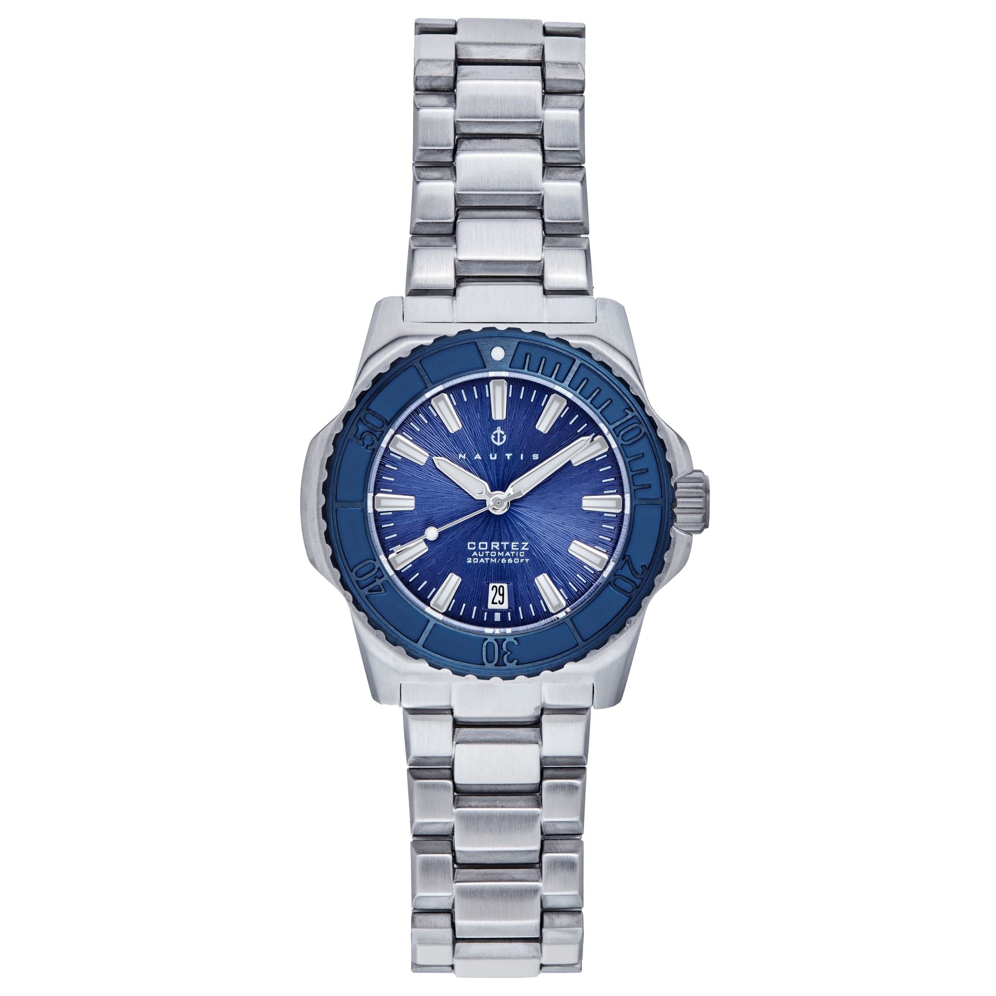 

Часы Cortez Automatic Bracelet Watch с датой - темно-синие Nautis