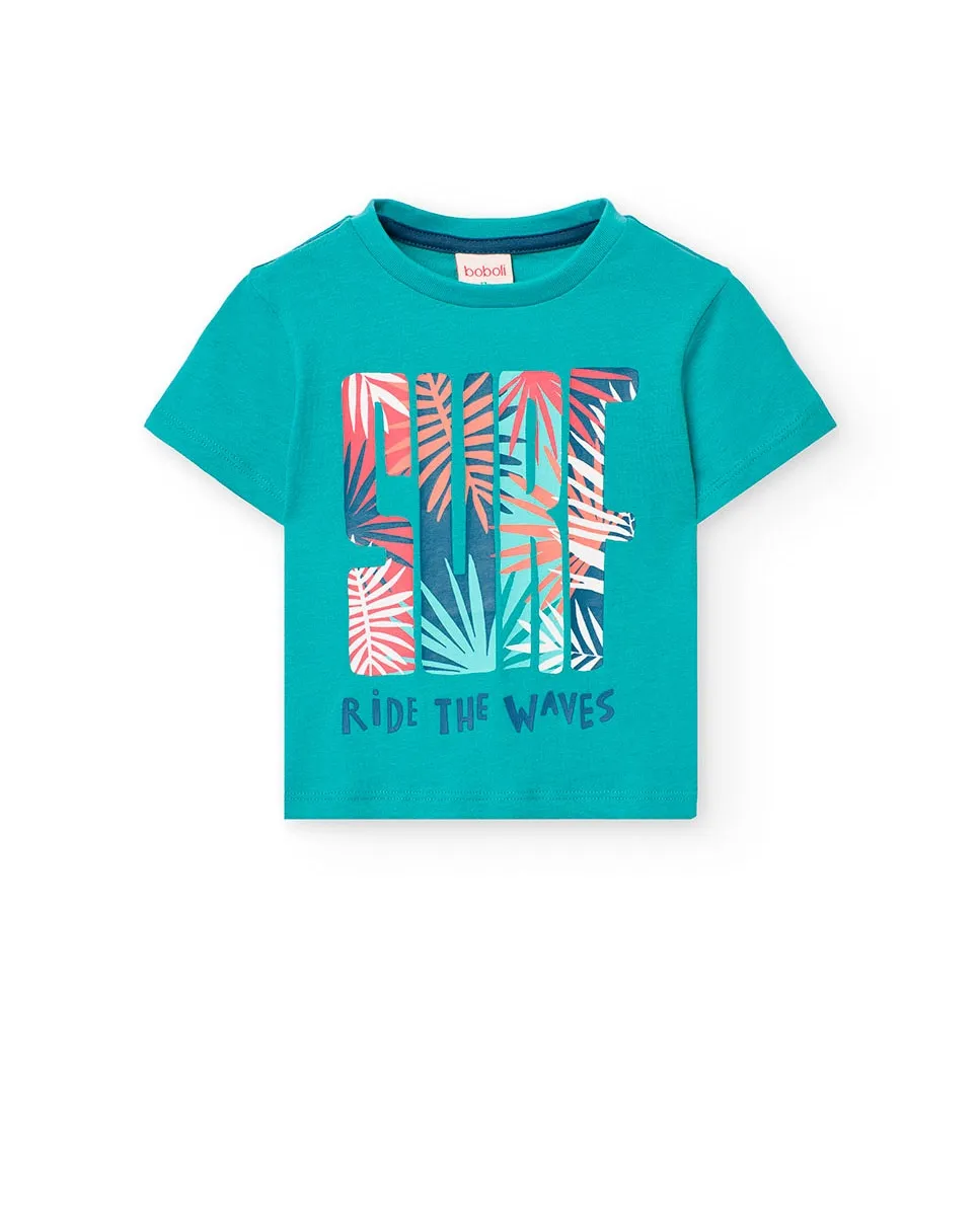 

Baby boy футболка с коротким рукавом и круглым вырезом Boboli, цвет Verde Agua