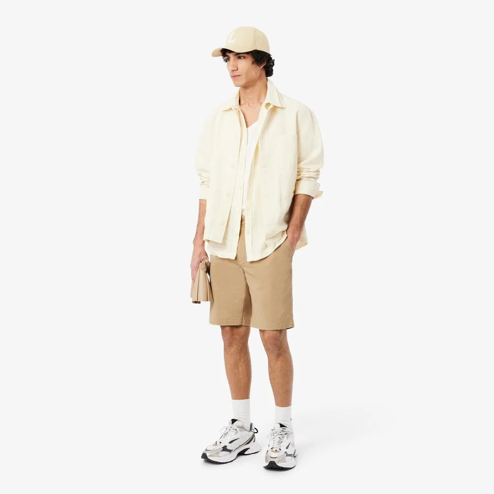 Мужские твиловые шорты-чиносы бермуды бежевые от Lacoste — фото 4