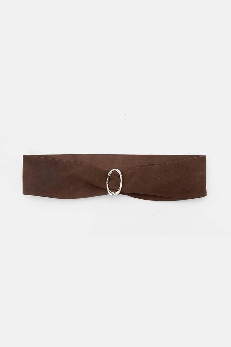 

Широкий кожаный ремень Pull And Bear, коричневый