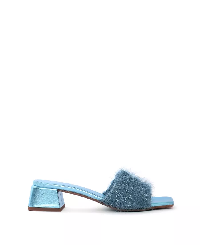 Мерида Плюшевые Босоножки-муле на каблуке Maguire Shoes, синий — фото 2