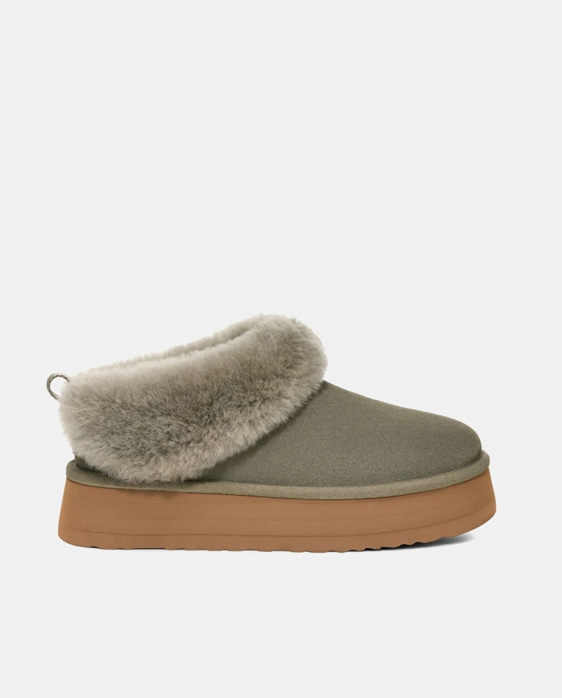 Ботинки UGG Tazzelle из кожи и меха, зеленый