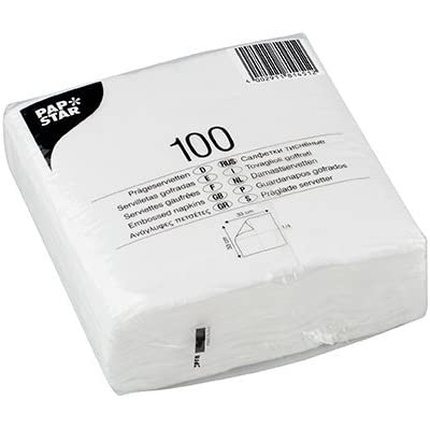 

81451 Салфетки бумажные тишью, белые, упаковка 1200 шт., 17 г/м², 330 мм, 33 см Papstar