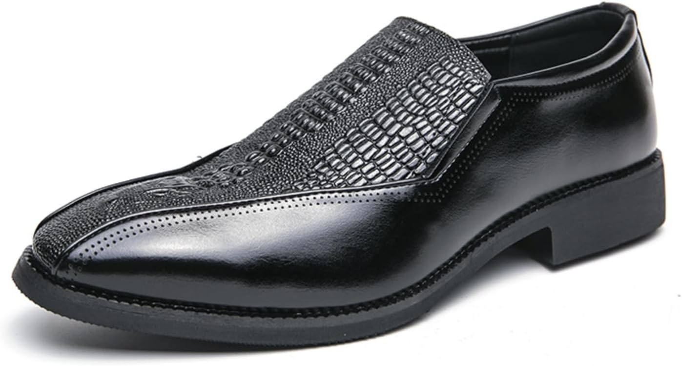 

Мужские классические лоферы без шнурков для деловых и официальных мероприятий, Тисненая кожаная обувь, Амортизирующая поддержка и противоскользящая подошва Kelibasi, черный