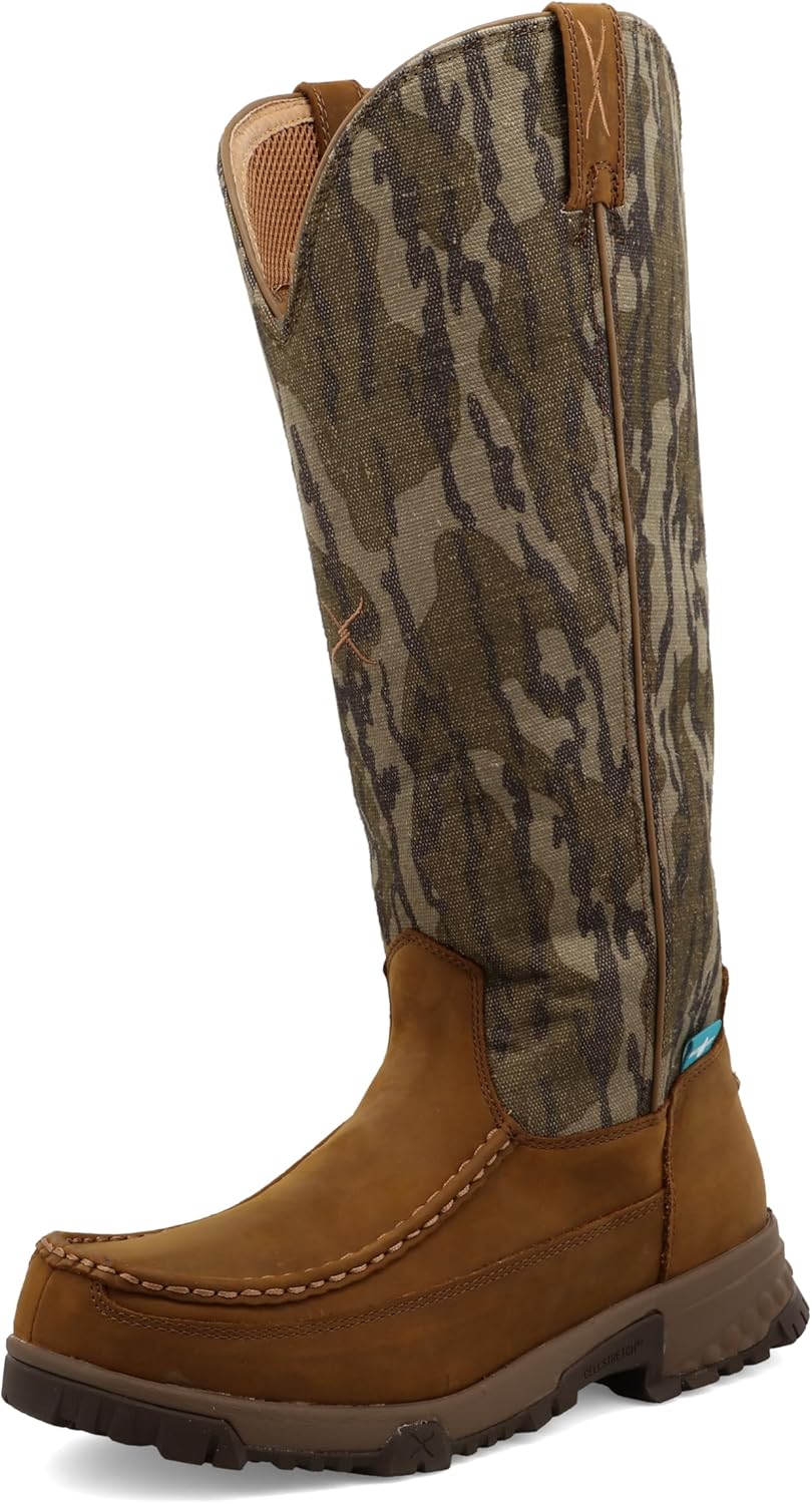 

Ботинки Twisted X Men's 17" с задней молнией и водонепроницаемой отделкой, узор Mossy Oak Bottomland, коричневый