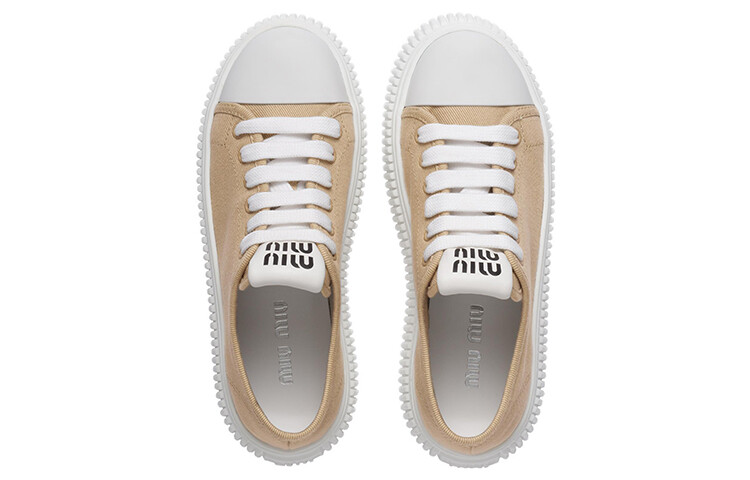 Кеды женские низкие Miu Miu, бежевый — фото 3