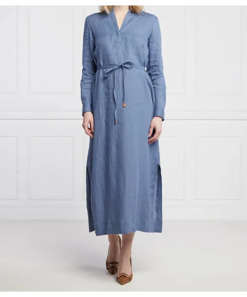 

Желтое льняное платье Marella Sport, синий