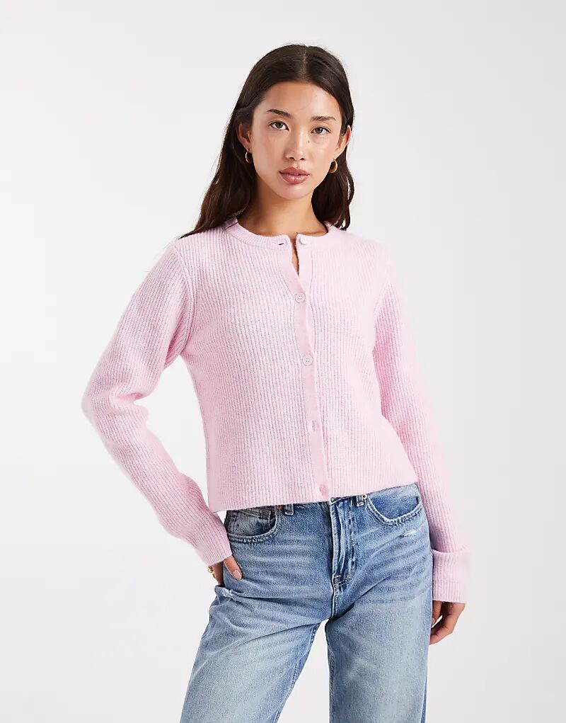 

Мягкий трикотажный кардиган с длинными рукавами цвета розового