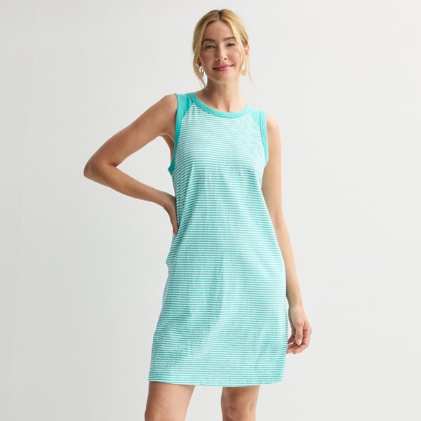 

Женское базовое летнее платье-майка Sonoma Goods For Life, цвет teal white stripe
