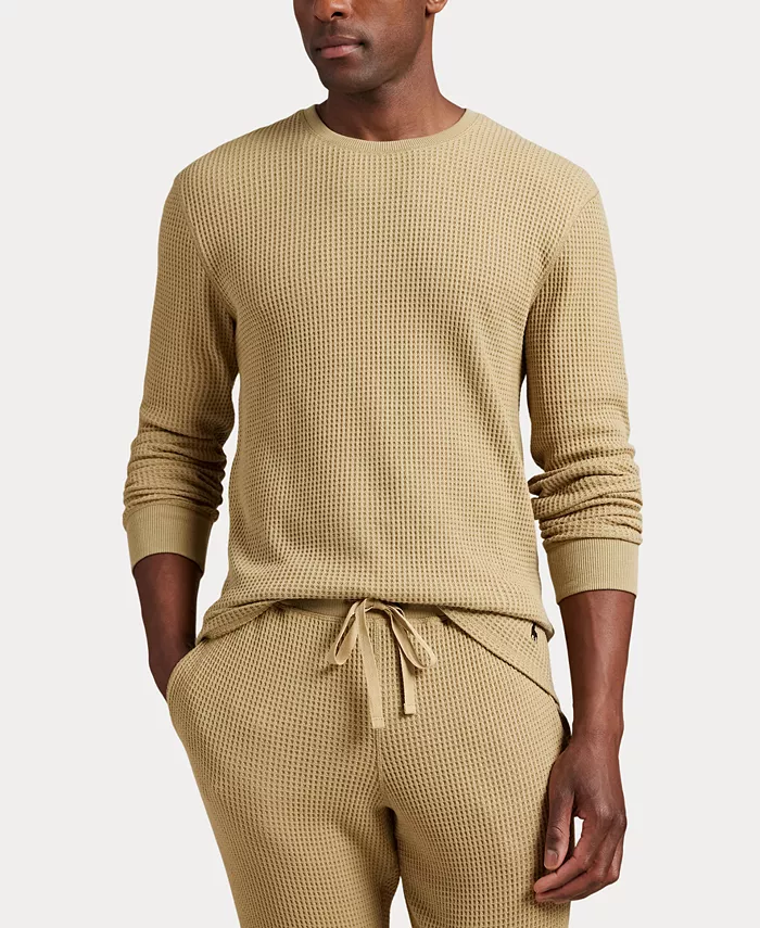 

Мужская футболка с длинным рукавом и круглым вырезом для сна Polo Ralph Lauren, загар/бежевый
