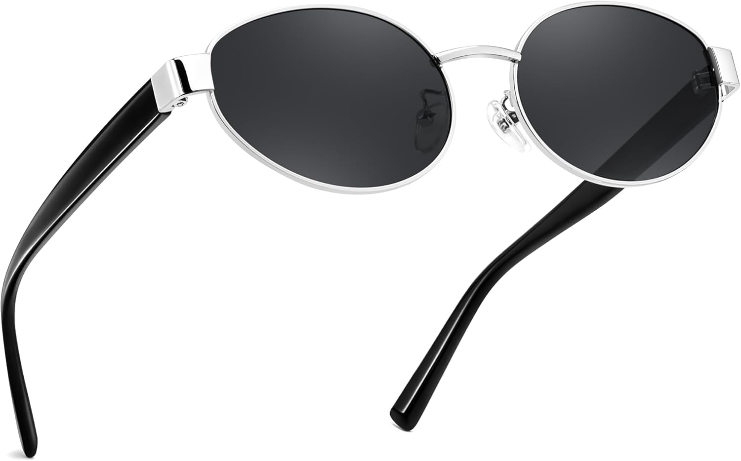 

Солнцезащитные очки FEISEDY для мужчин и женщин с защитой UV400, в стиле ретро, ​​модные, классические, овальные, маленькая металлическая оправа, артикул B0402, Silver Frame Grey Lens Black Legs