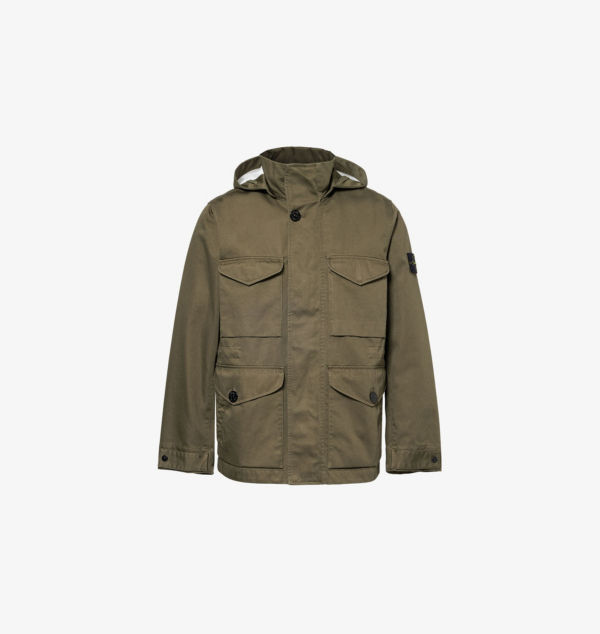 

Куртка из хлопка с капюшоном и завязками на шнурке, стандартного кроя Stone Island, зеленый