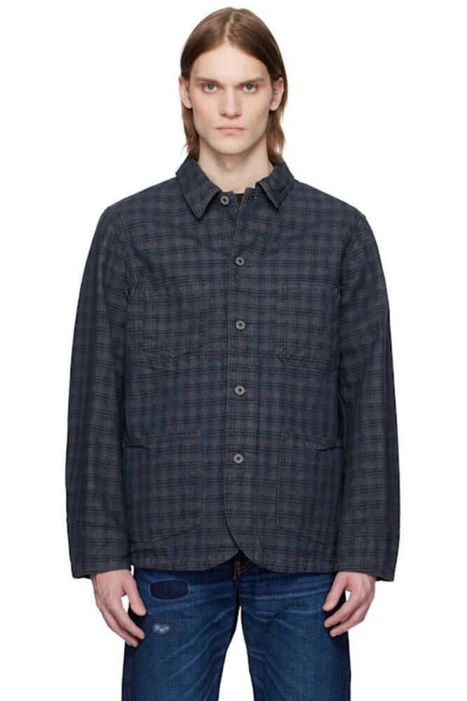 

Синяя жаккардовая куртка-рубашка Dobby Alco Denim RRL