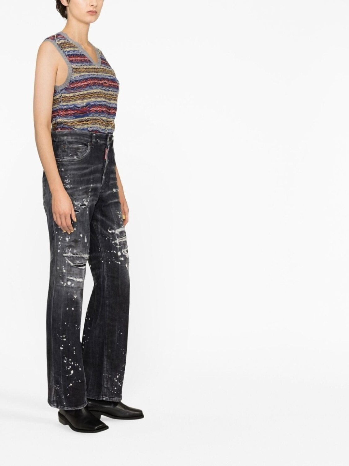 Dsquared2 distressed bootcut jeans, черный — фото 3