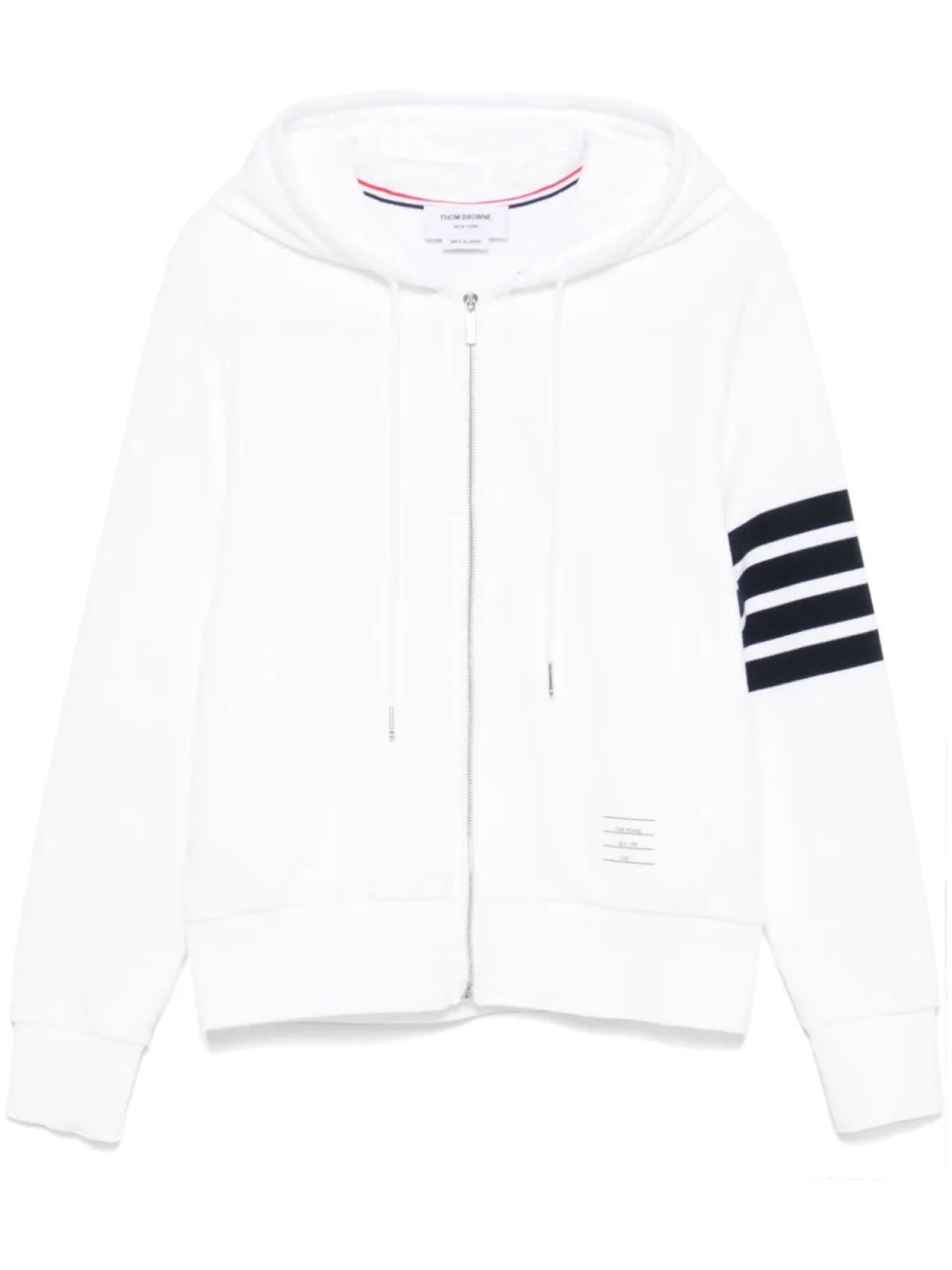 

Thom Browne худи на молнии с полосками 4-Bar, белый