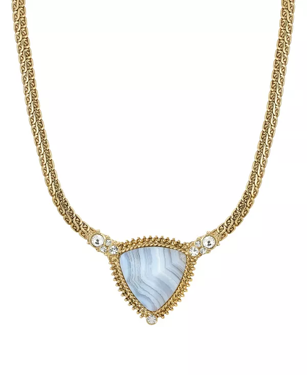 

Ожерелье из золотистого полудрагоценного камня с треугольными камнями 2028, blue