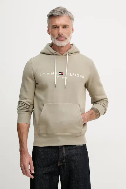 Худи мужское с капюшоном из хлопка Tommy Hilfiger, зеленый