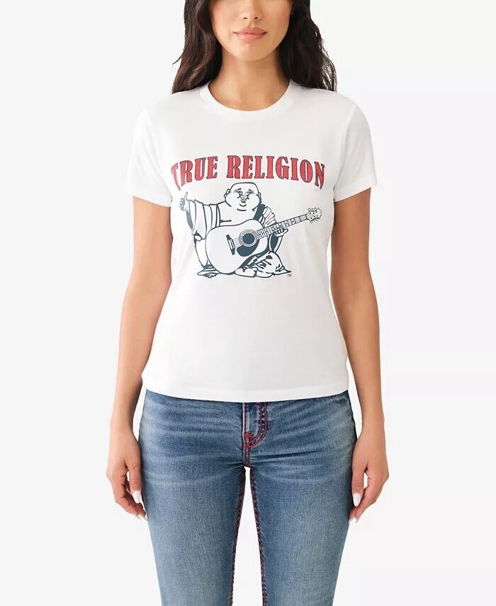 

Женская узкая футболка с круглым вырезом Buddha True Religion, белый