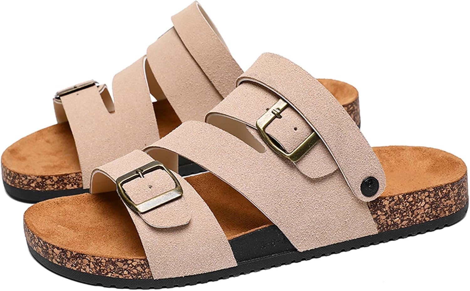 

Мужские сандалии с регулируемой пряжкой, плоские мюли, шлепанцы, летняя обувь с открытым носком для прогулок, пляжа и дома Generic, бежевый