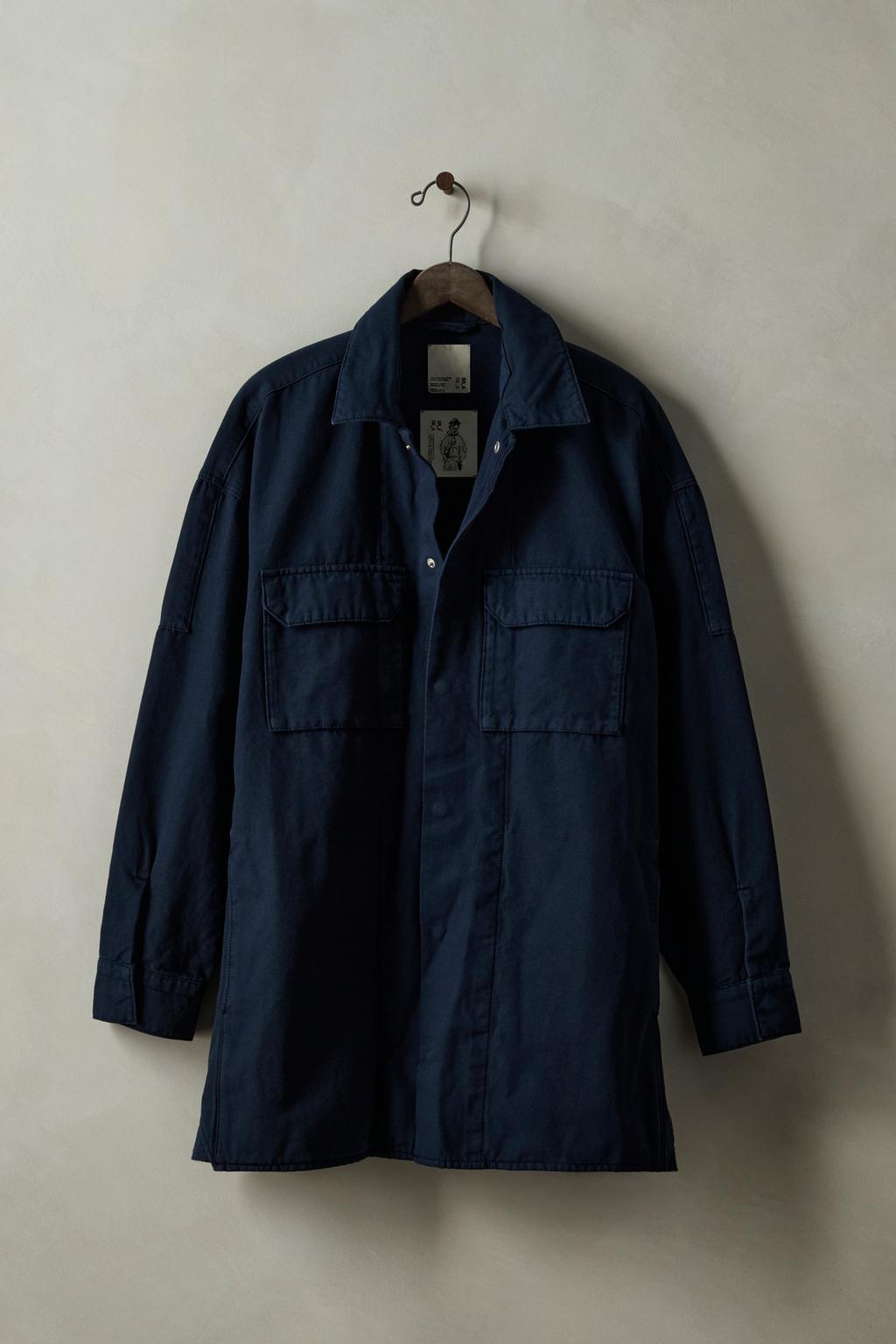 

Застиранная холщовая верхняя рубашка x sr_a ZARA, темно-синий