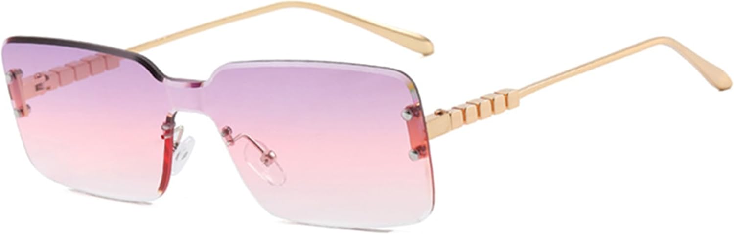 

bullabulling Модные солнцезащитные очки без оправы, прямоугольной формы, для женщин и мужчин, квадратной формы, сверхлегкие, с защитой от УФ-излучения UV400, унисекс, C6