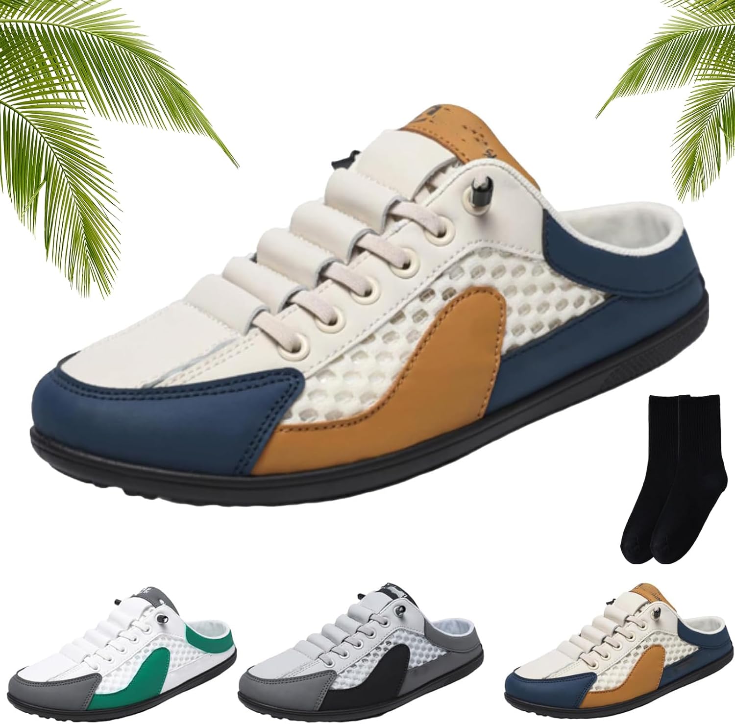 

Мужские слипоны XYLAWAVE из дышащей сетки, летние закрытые мюли для прогулок, мужские лоферы, повседневные легкие тапочки с открытой задней частью, обувь без пятки для офиса и вождения, хаки