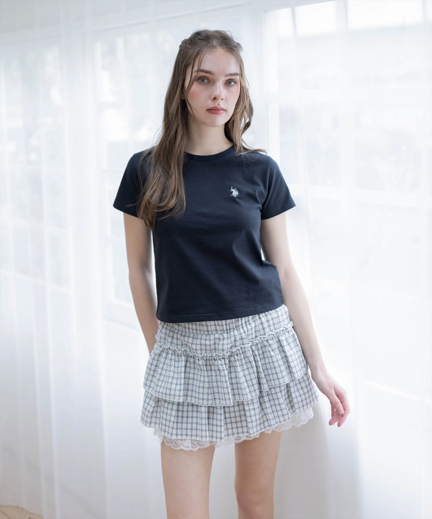 Женская футболка U.S. POLO ASSN. базовая с логотипом чёрная