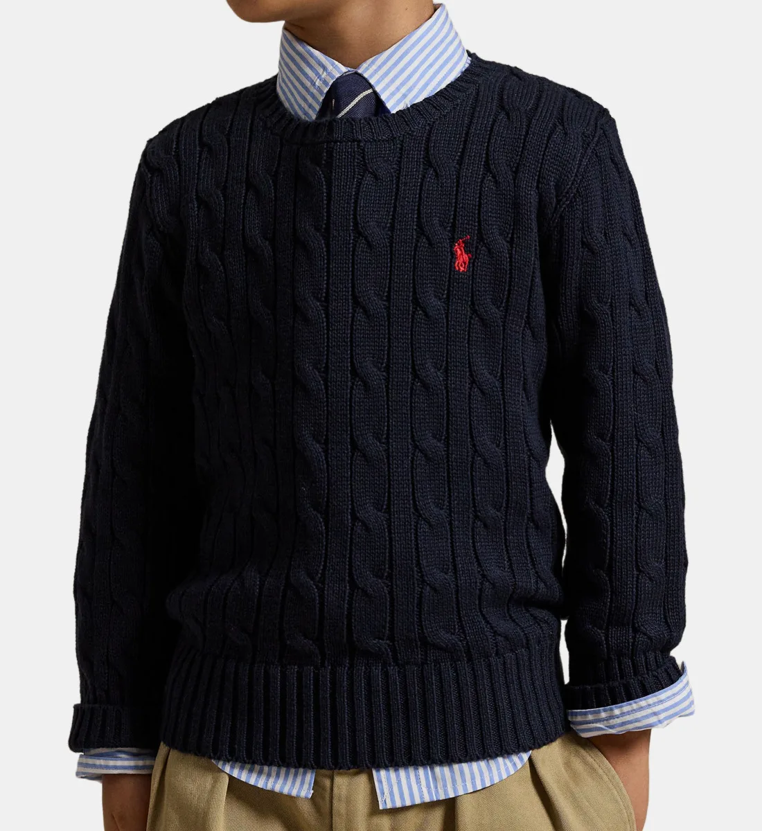 Прямой джемпер из витого (крученого) хлопка POLO RALPH LAUREN, синий — фото 4