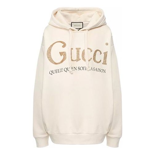 

Толстовка (WMNS) Gucci Gold Logo autumn Creamy White 615061-XJCK5-9230, кремовый