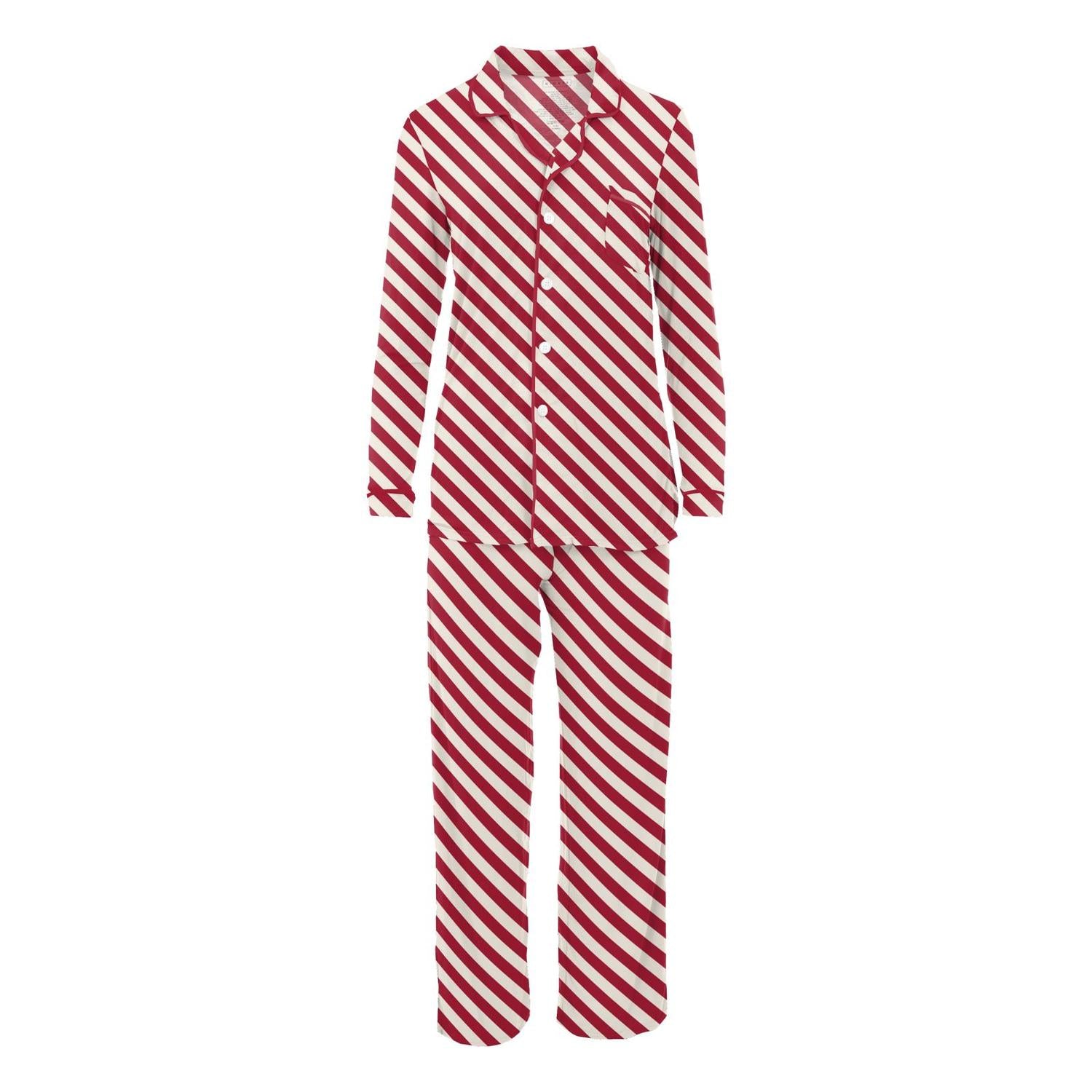 

Женский пижамный комплект с длинными рукавами и воротником в стиле Candy Cane Twist KICKEE