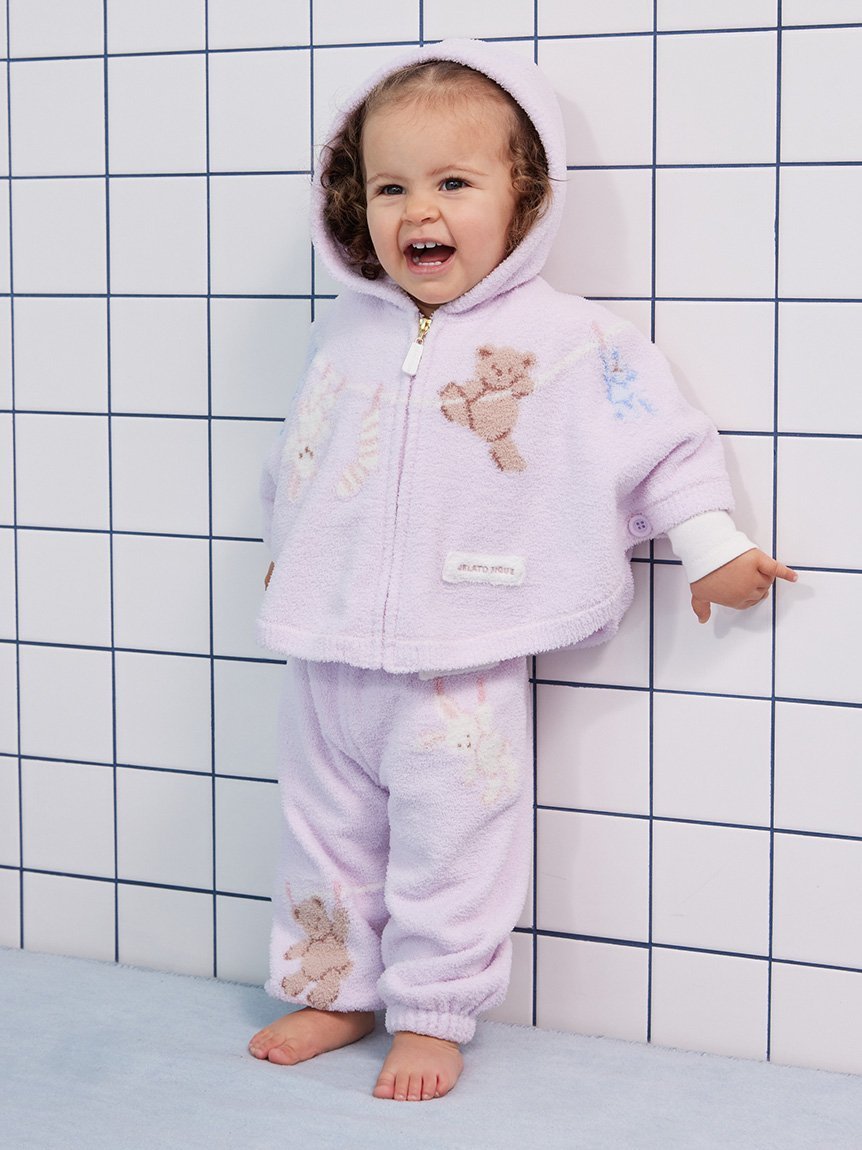 Длинные брюки из жаккарда с рисунком животных от Airy Moco Washing Animal Gelato pique, LAV[071]
