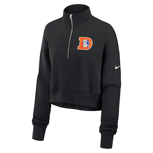 Женская черная толстовка cropped half-zip denver broncos legacy phoenix fleece Nike — фото 3
