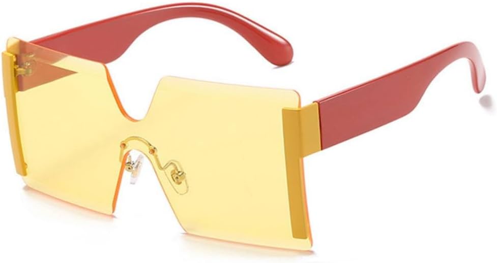 

Солнцезащитные очки квадратной формы «все в одном» 2027 года для женщин, большие солнцезащитные очки без оправы для мужчин, очки с защитой от УФ-излучения UV400 MTZJH, Yellow