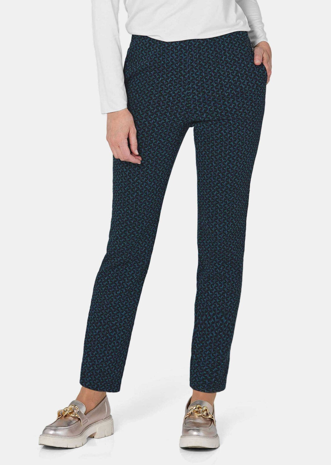 

Брюки GOLDNER Jacquardhose LOUISA, цвет flaschengrün/gemustert