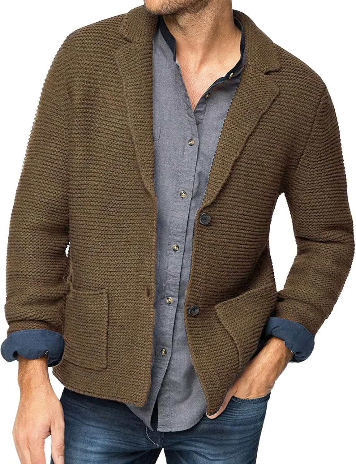 

Кардиган мужской с вырезом лацканом chouyatou