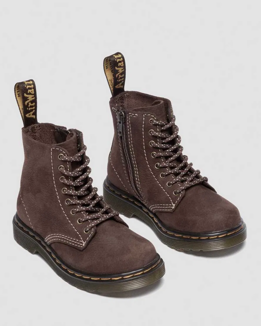 Детские ботинки Dr Martens 1460 из нубука с эффектом потертости, коричневый — фото 4