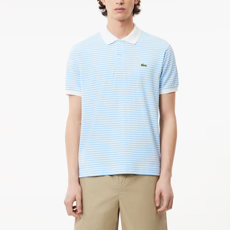Рубашка поло мужская белая/синяя Lacoste, белый/синий — фото 2