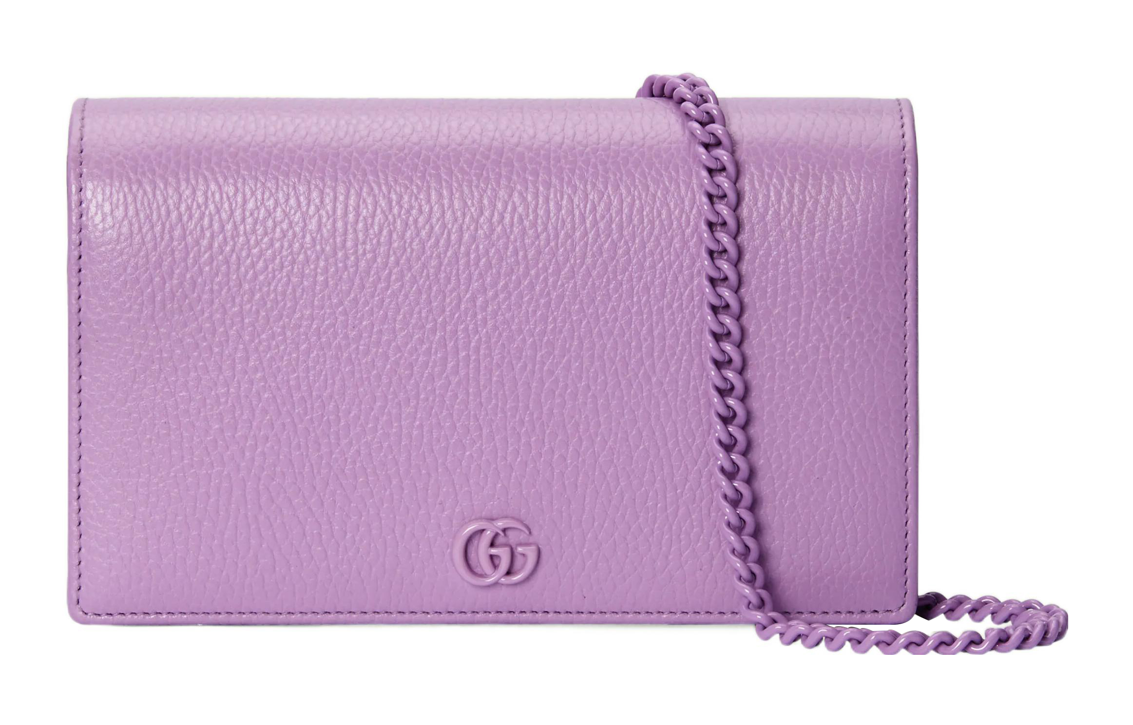 

GUCCI Сумка-цепочка GG Marmont из кожи, сумка через плечо, мини-сумка женская, светло-фиолетовая