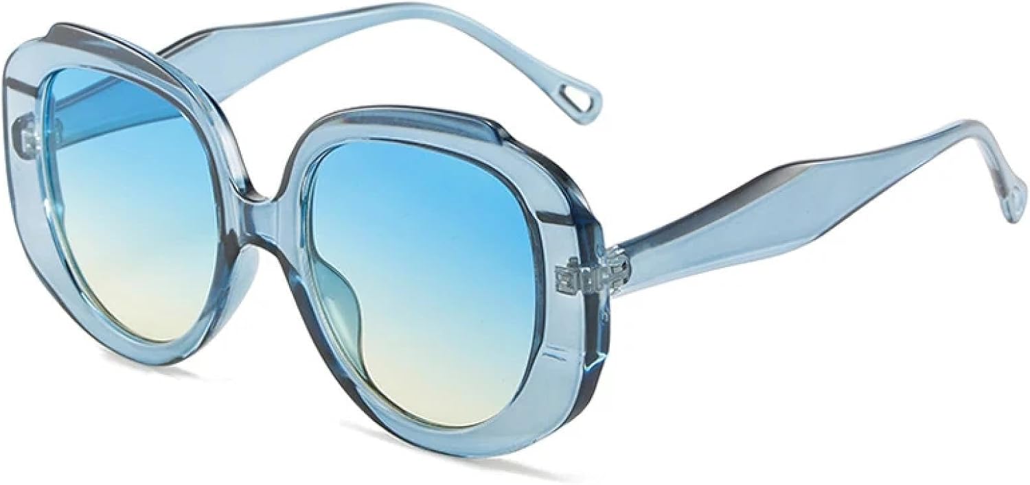 

Классические винтажные солнцезащитные очки в крупной овальной оправе для женщин и мужчин, модные и роскошные, для путешествий, с защитой от УФ-излучения UV400 TKKTLLT, Blue Blue Yellow