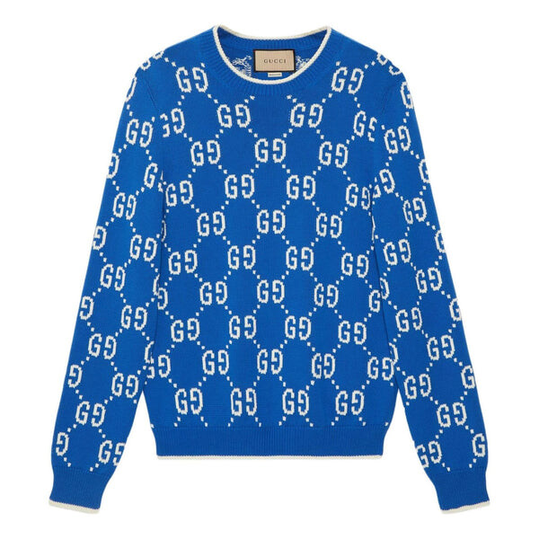 

Свитер jumbo gg jacquard crew neck sweater 'blue ivory' Gucci, синий