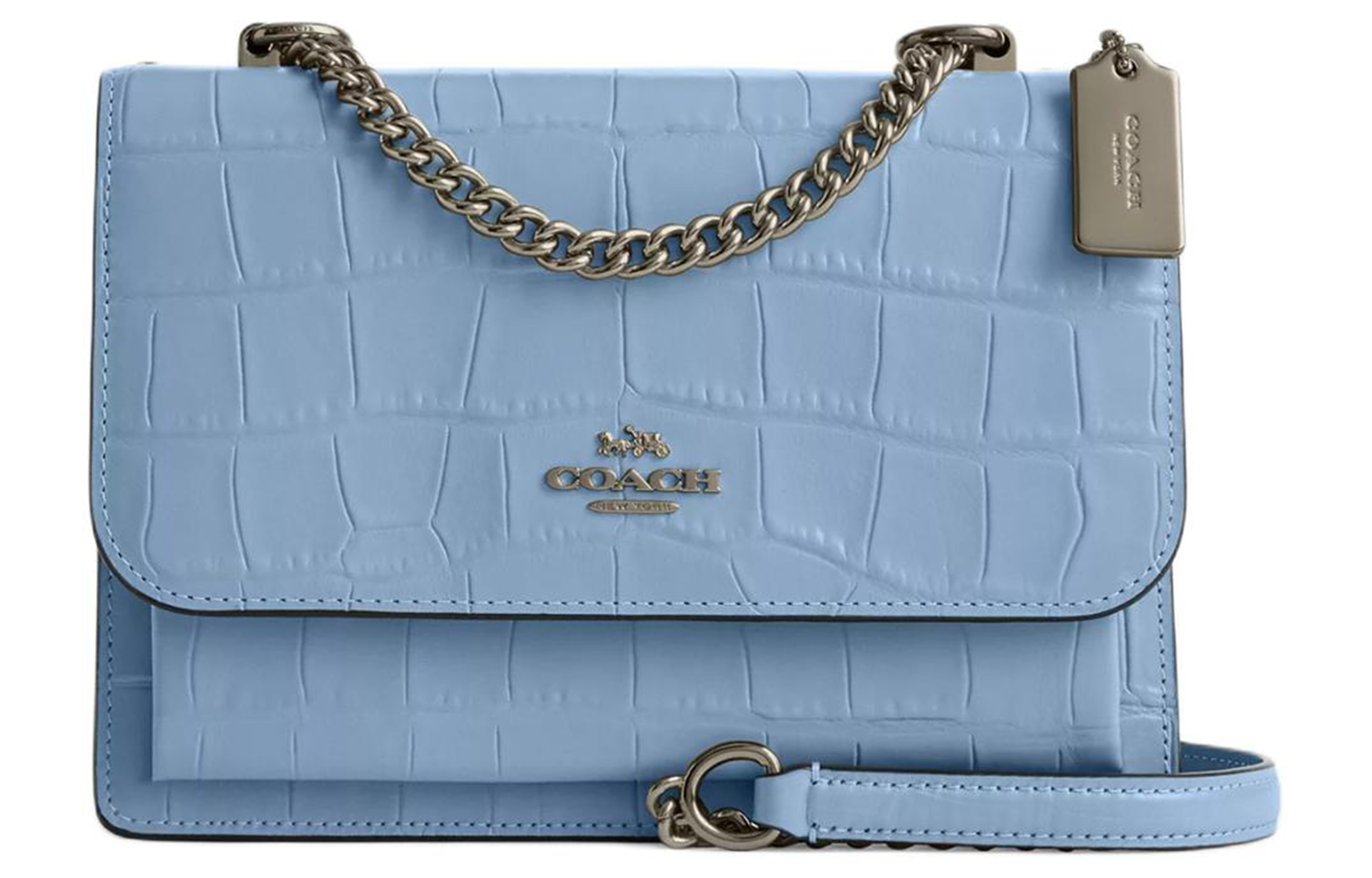 

Сумка-мессенджер Klare Leather Small Square Bag, сумка через плечо, женская, бронзовая с васильковым оттенком COACH