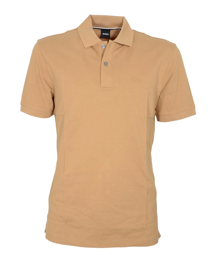 

Поло из органического хлопка с вышивкой, бежевое. Hugo, бежевый