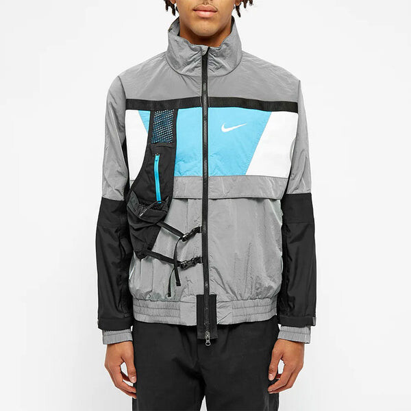 Куртка men's ispa series 3m reflective zipper pocket casual jacket windbreaker gray 'wolf grey black blue' Nike, серый — фото 4