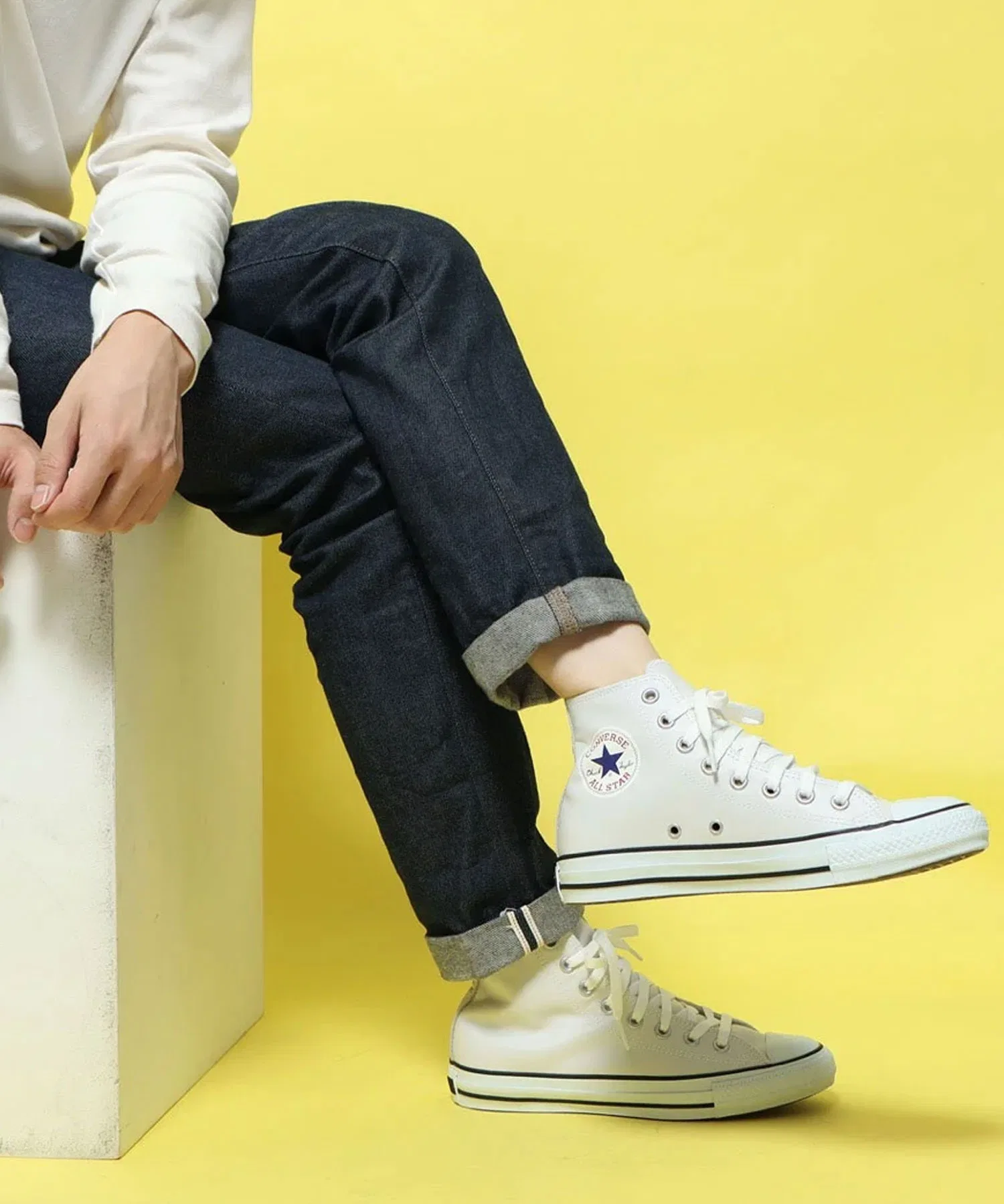 Унисекс кожаные высокие кеды CONVERSE LEA ALLSTAR HI белые
