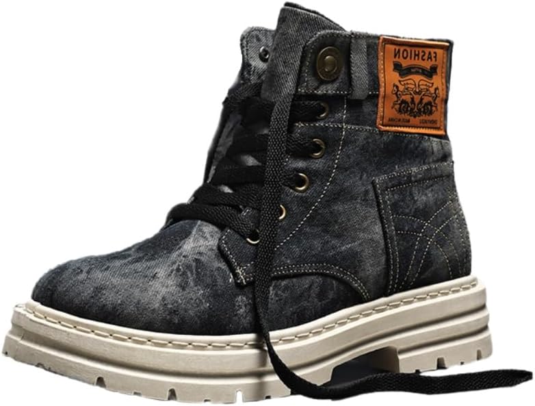 

Мужские короткие джинсовые сапоги большого размера с толстой подошвой- в ретро и повседневном стиле, с дышащей тканью и противоскользящей резиновой подошвой. Подходят для активного отдыха на улице и повседневного использования Clolinde, черный